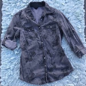 GUESS button down long sleeves floral detail